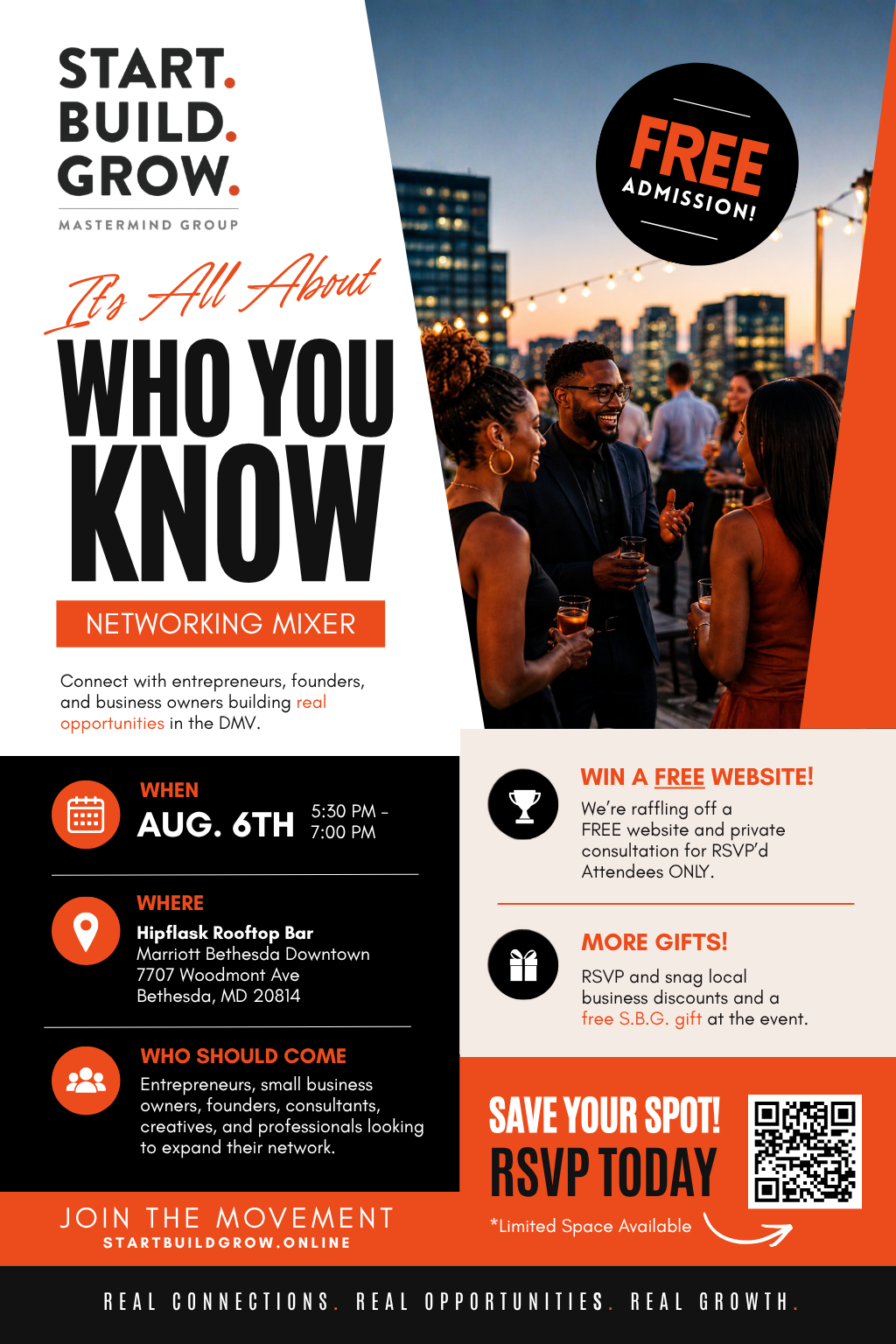 Start Build Grow networking mixer event flyer